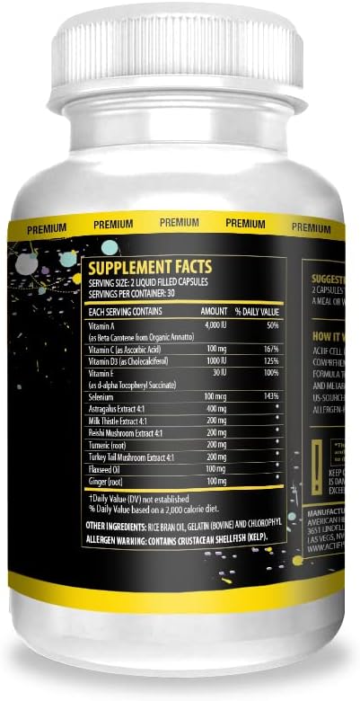 ACTIF Cell Division Support - Máxima Potencia con 10+ Factores, No GMO, 1 Mes de Suministro, Hecho en EE.UU.