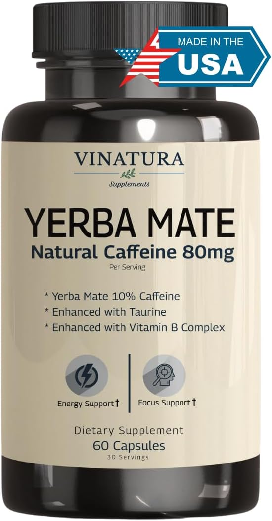 Yerba Mate 1400mg con Taurina y Complejo B - 60 Cápsulas