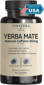 Yerba Mate 1400mg con Taurina y Complejo B - 60 Cápsulas
