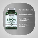 Piping Rock Vitamina E 1000 IU (671 mg) – 100 Cápsulas Blandas – d-Alfa Tocoferol Natural
