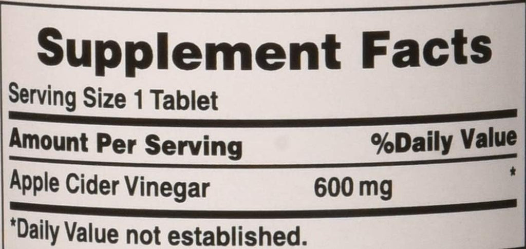 Puritan's Pride Vinagre de Manzana 600 mg, Comprimidos Vegetarianos, 200 Comprimidos