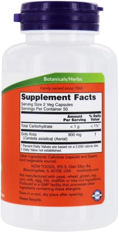 NOW Foods Gotu Kola, 450 mg, 100 Cápsulas (Pack de 2)