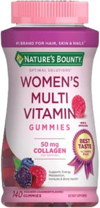 Nature's Bounty Optimal Solutions, Gominolas Multivitamínicas para Mujeres, Sabor Frambuesa, 140 uds (70 dosis)