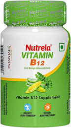 Nutrela Patanjali Vitamina B12 Biofermentada de Origen Vegetal con Moringa y Aloe Vera - 30 Cápsulas Vegetales (Pack de 2)