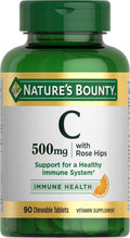 Nature's Bounty Vitamina C, Apoyo para un Sistema Inmunitario Saludable, 500 mg de Vitamina C con Escaramujo, 90 Comprimidos Masticables