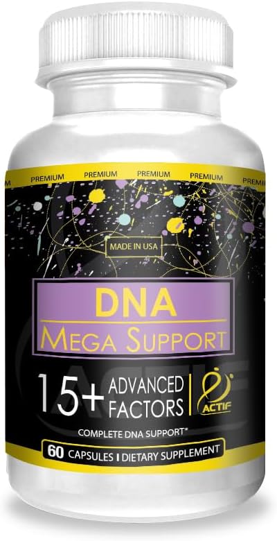 ACTIF DNA Mega Support con 15+ Factores Avanzados - Non-GMO, Acción Rápida, 60 Cápsulas