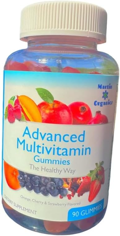 Martin Organics Multivitamin Gummies para Mujeres y Hombres, Sin Gluten, con Hierro, Magnesio, Zinc y Biotina, 90 Gominolas