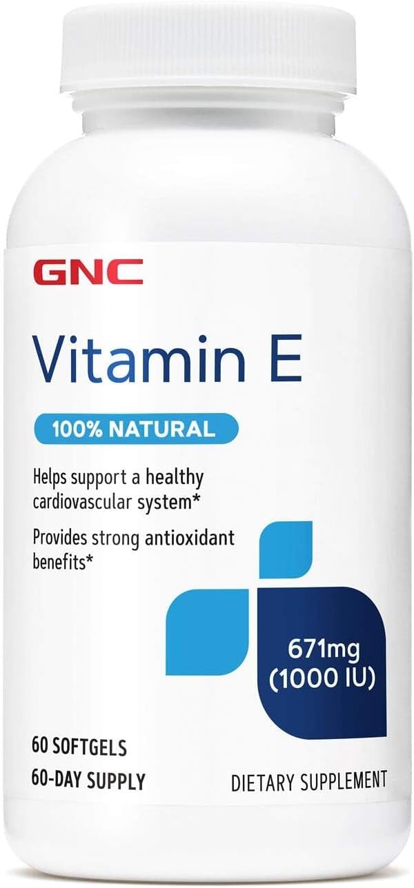GNC Vitamin E 100% Natural 1000IU - 60 Softgels, 60 Servings – Image 1