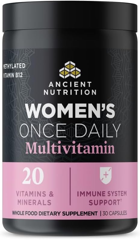 Ancient Nutrition Multivitamin for Women, Women's Fermented Multivitamin with Methylated Vitamin C, D, K, Zinc & Magnesium, Immune Support, Vegan, 60 Ct