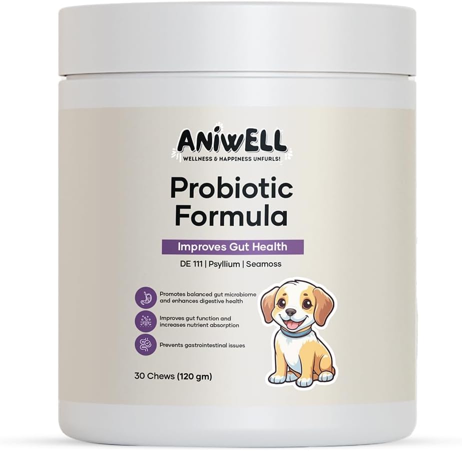 Probióticos para Perros Aniwell – Masticables Blandos con Tocoferoles Mixtos | Apoyo Digestivo y Alergias Estacionales