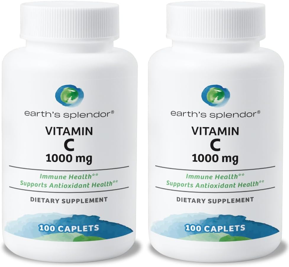 Earth's Splendor Vitamina C 1000 mg – 200 Caplets (2 Paquetes)
