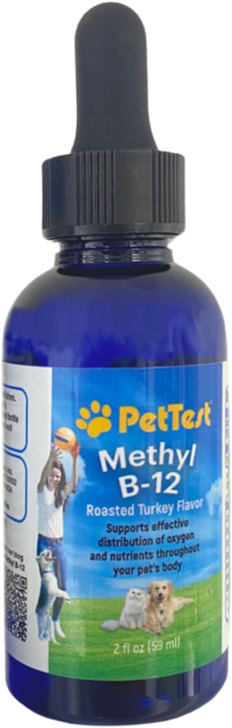 PetTest Methyl B12 Gotas Líquidas para Mascotas - 5000 mcg de Metilcobalamina - 118 ml