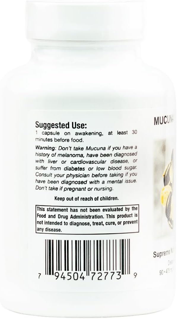 Supreme Nutrition Mucuna Supreme, 90 Cápsulas Vegetarianas de Semilla de Terciopelo Puro (Paquete de 2)