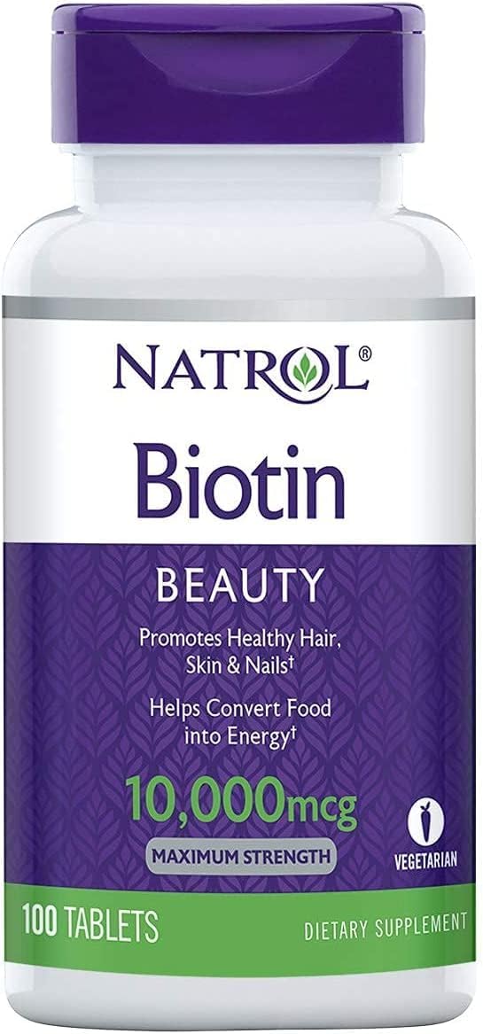 Natrol Biotin Maximum Strength 10,000 mcg – 400 Tablets (4 Bottles of 100)