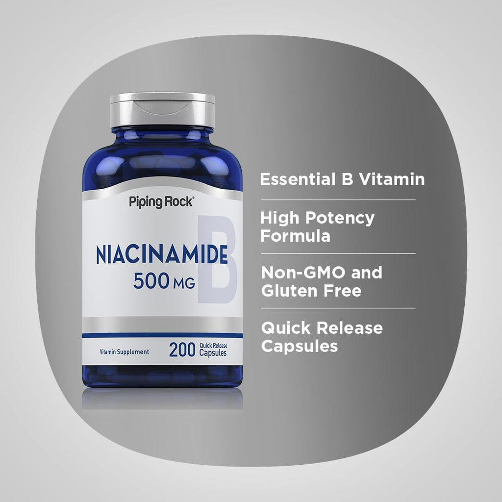 Piping Rock Niacinamida 500 mg, 200 Cápsulas