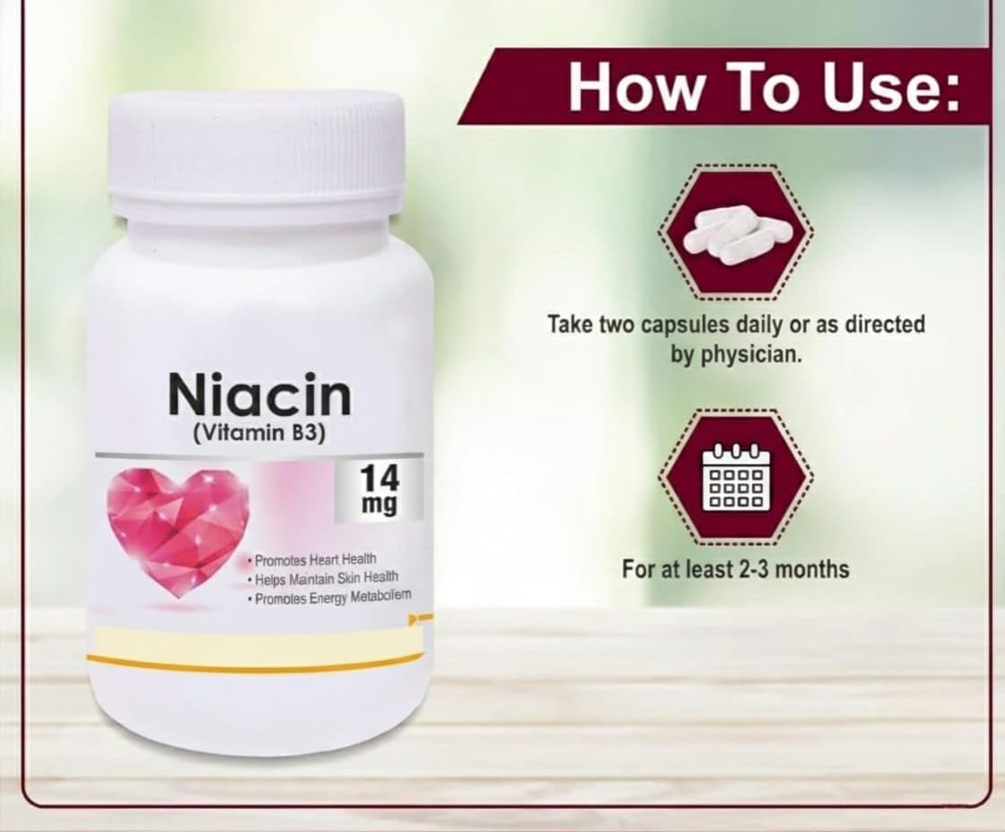 Niacina 14mg Vitamina B3 con Inositol 50mg - 60 Cápsulas Veganas