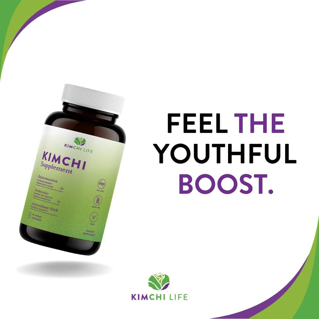 Kimchi Life – Cápsulas de Kimchi Fermentado Premium – Probióticos Veganos para la Salud Intestinal y el Sistema Inmunitario
