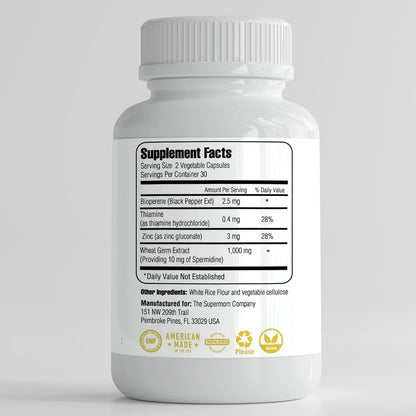 Suplemento de Espermidina – 120 Cápsulas Vegetales – Extracto de Germen de Trigo con 1000 mg de Espermidina, Mejorado con – Image 1
