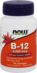 NOW Foods B-12, 5000mcg con Ácido Fólico, 60 Comprimidos (Pack de 6)