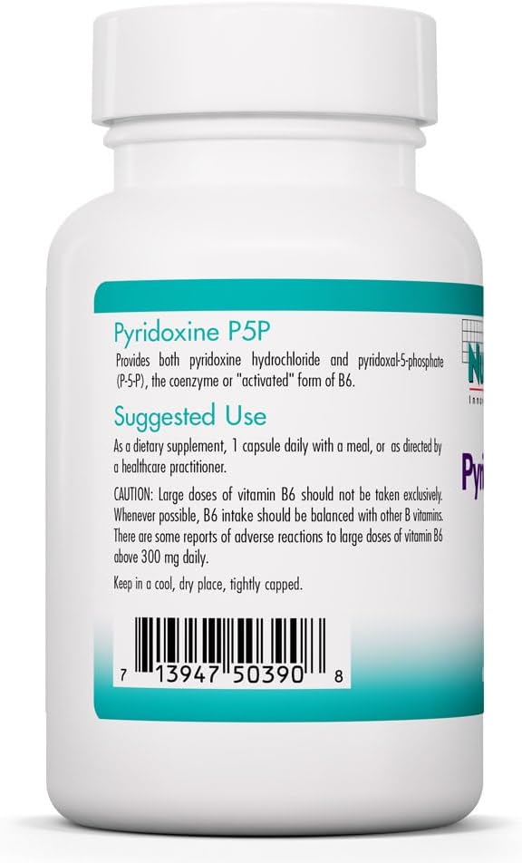 Piridoxal-5-fosfato (P5P) de Nutricology - 60 cápsulas