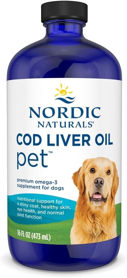 Nordic Naturals Pet Cod Liver Oil, Sin Sabor - 473 ml - 1048 mg de Omega-3 por Cucharadita - Aceite de Pescado para Perros con EPA y DHA
