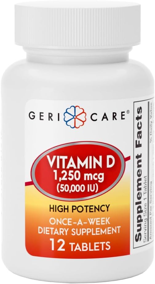 GeriCare Vitamina D 50 mcg (2000 UI) – 100 Comprimidos – Salud Ósea, Función Muscular y Apoyo Inmune