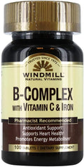 Windmill B-Complex Tablets with Vitamin C and Iron - 100 Comprimidos