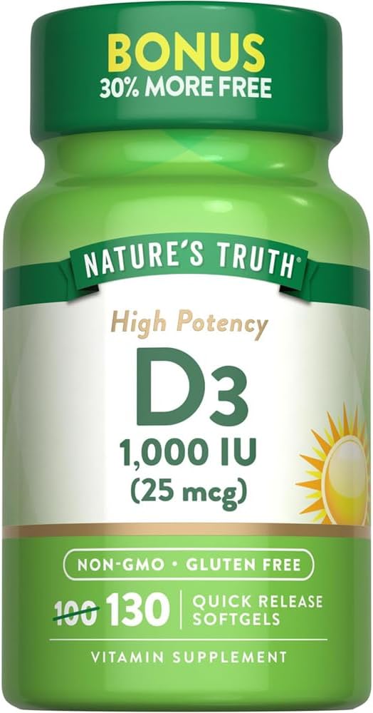 Nature's Truth Vitamina D3 1000 UI, 130 comprimidos (Pack de 3)