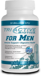 Essential Source TriActive Biotics for Men - Probiótico en Cápsulas, 30 mil millones UFC con Prebióticos y Espirulina Azul, Sin Conservación en Frío, Sin Alérgenos, 30 Cápsulas