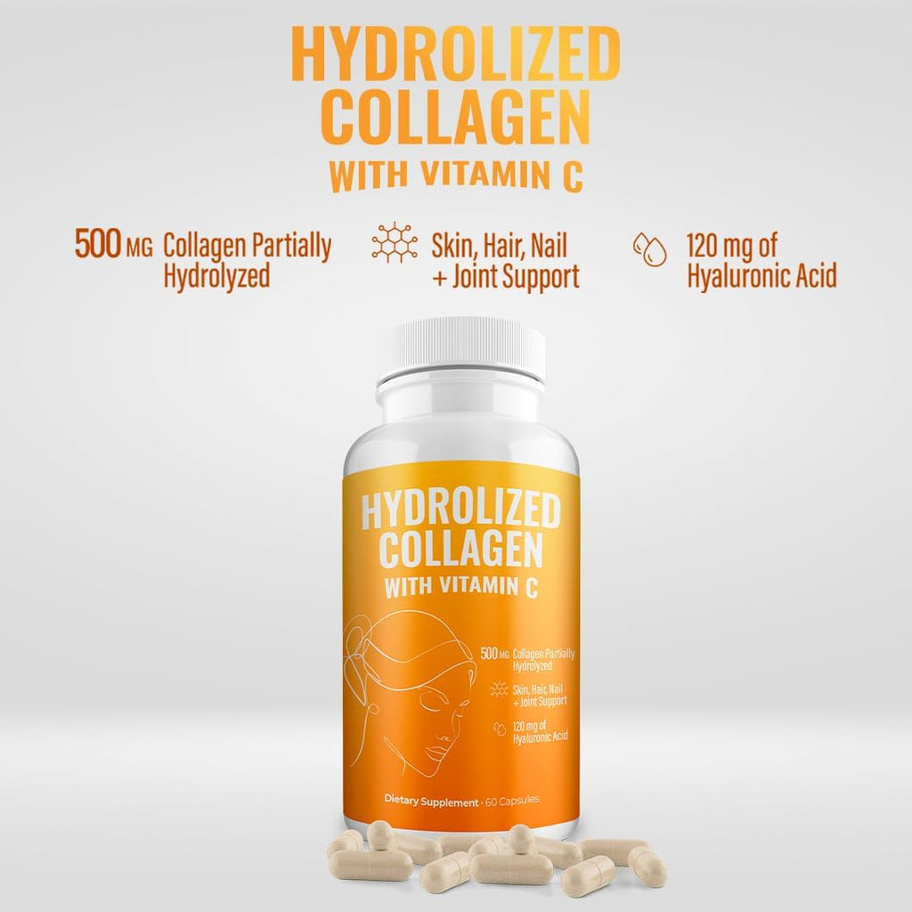 Aura Vitamin Colágeno Hidrolizado con Vitamina C Cápsulas 500 mg - Pack de 2 (120 cápsulas)