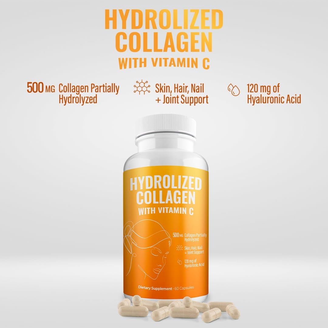 Aura Vitamin Colágeno Hidrolizado con Vitamina C Cápsulas 500 mg - Pack de 2 (120 cápsulas)