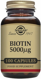 Solgar Biotina 5000 mcg - 100 Cápsulas Vegetales - Vegano, Sin Gluten