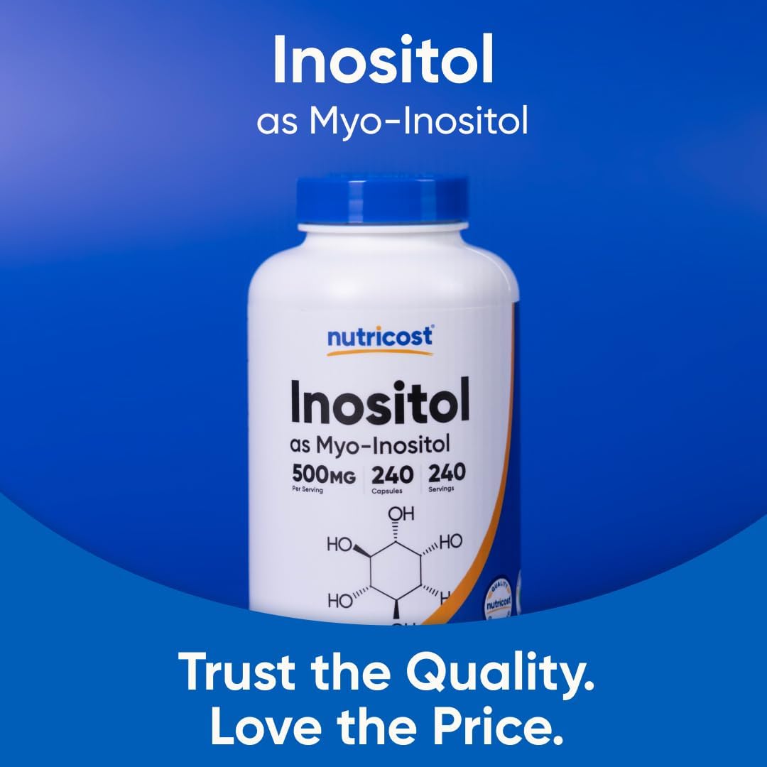 Nutricost Inositol 500mg, 240 Cápsulas Veganas - Myo-Inositol, Sin OMG, Sin Gluten