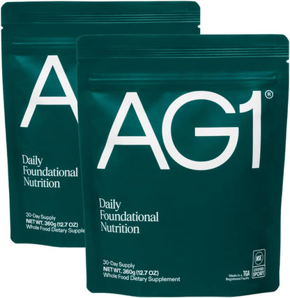 AG1 Greens Powder Supplement – Pack de 2, Fórmula Clásica (30 raciones por bolsa) – Image 1