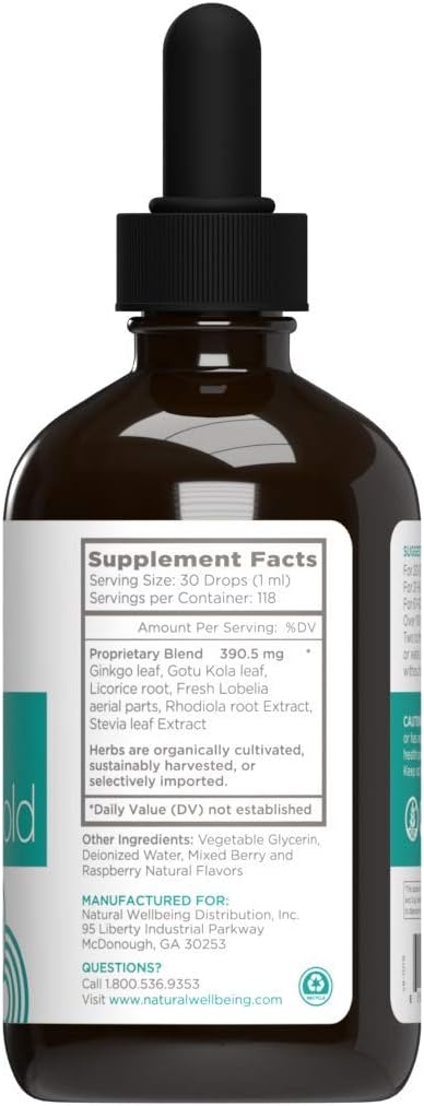 Kids' Attention Gold - Apoyo Natural para la Concentración y el Enfoque con Rhodiola - Sabor a Bayas Mixtas y Frambuesa - 118 ml