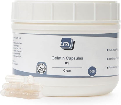LFA Tablet Presses - Cápsulas Vacías de Gelatina, Tamaño 1, 500 uds, Halal – Image 1