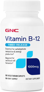 GNC Vitamina B-12 1000 mcg, Apoya la Producción de Energía, 90 Comprimidos