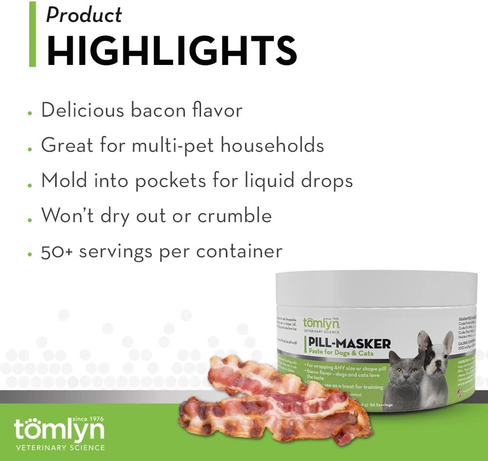 Tomlyn Pill-Masker Original Sabor a Tocino para Perros y Gatos, 113g (4oz) Pack de 2