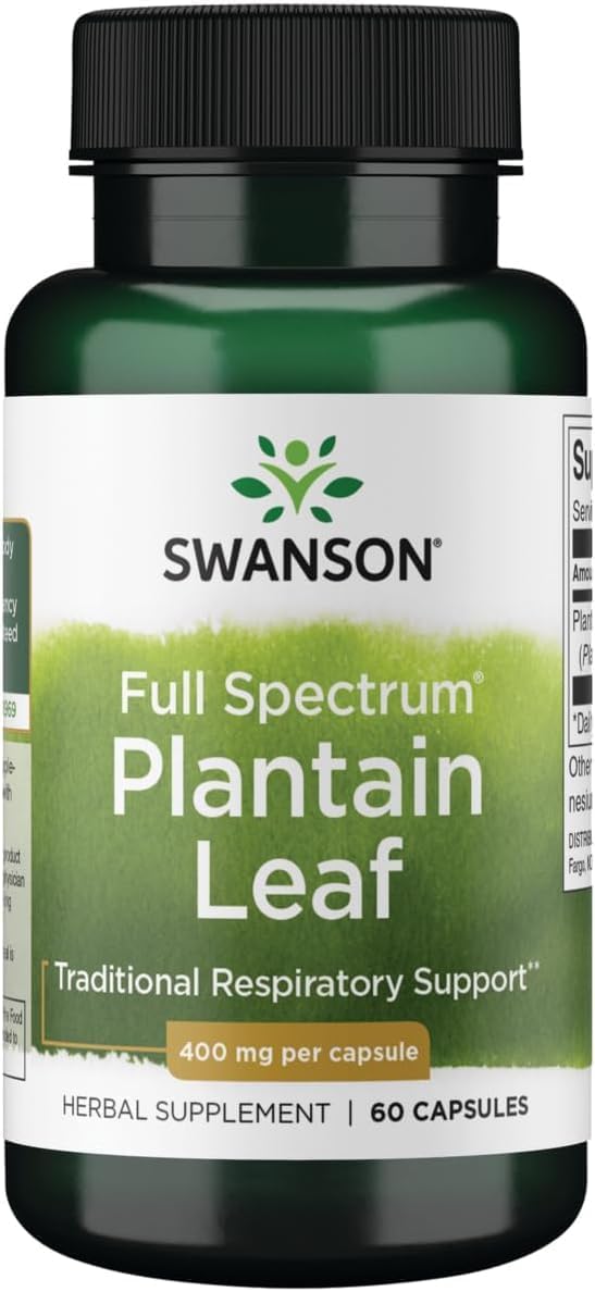 Swanson Full Spectrum Llantén (Hoja) Plantago Major 400 mg 60 Cápsulas