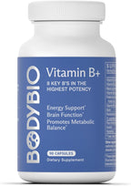BodyBio Complejo B - Essential B Vitamins + Methylated B12 & Active Folate, 90 Capsules