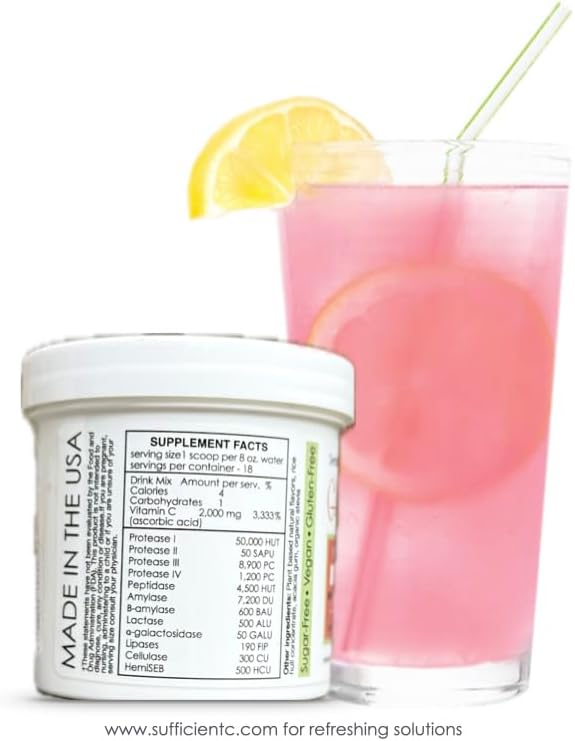 Sufficient-C Lemon Peach Immune-ade & Glutenizer Force Plus Kiwi Strawberry Digestive-ade - Pack Ahorro