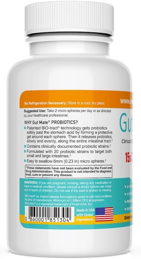 Gut Mate® Probióticos – 20 Cepas, Tecnología BIO-Tract