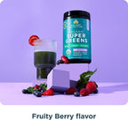 Ancient Nutrition SuperGreens Powder con Probióticos, Sabor Bayas Orgánico, 25 Servicios, 190g