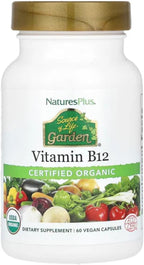 NaturesPlus Source of Life Garden Vitamina B12 - 60 Cápsulas - Metilcobalamina con Complejo B y Extractos Vegetales Orgánicos