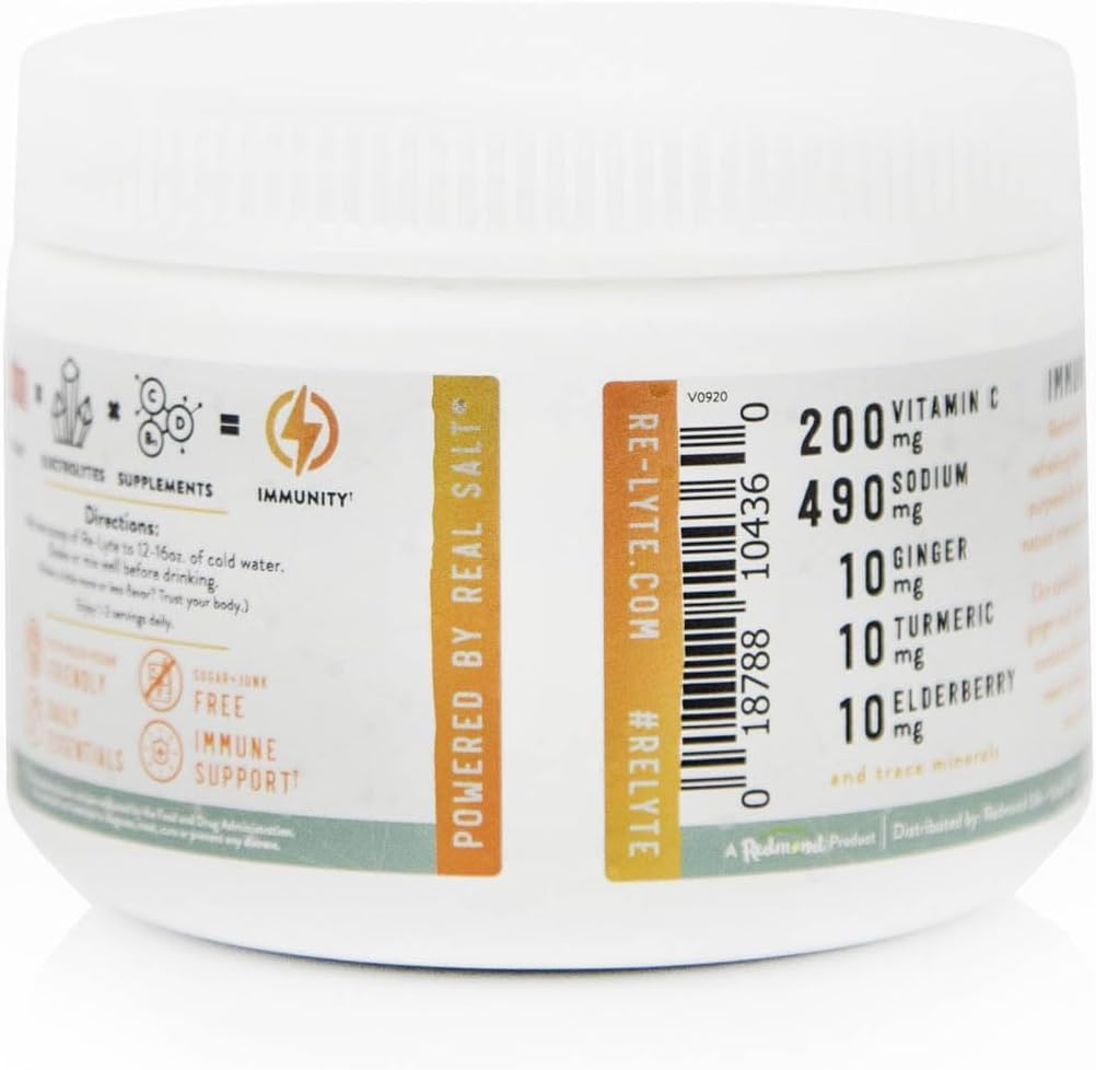 REDMOND Re-Lyte Immunity, Mezcla de Multivitaminas y Electrolitos (Piña Naranja)