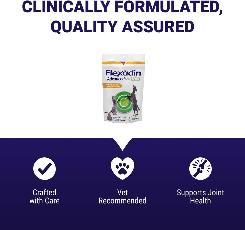 Vetoquinol Flexadin Advanced Complemento Articular para Perros con Colágeno No Desnaturalizado, 30 Masticables