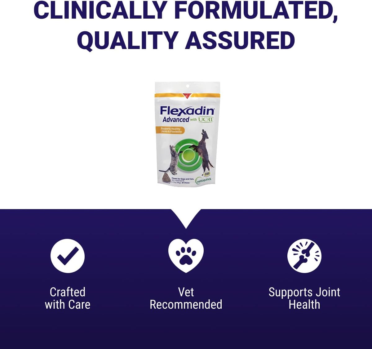 Vetoquinol Flexadin Advanced Complemento Articular para Perros con Colágeno No Desnaturalizado, 30 Masticables