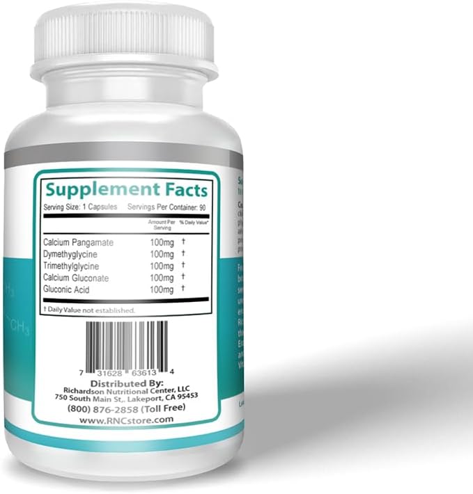 Richardson Nutritional Center B15 Complete Extra Strength - 500mg, 90 Cápsulas - Ácido Pangámico con TMG y DMG