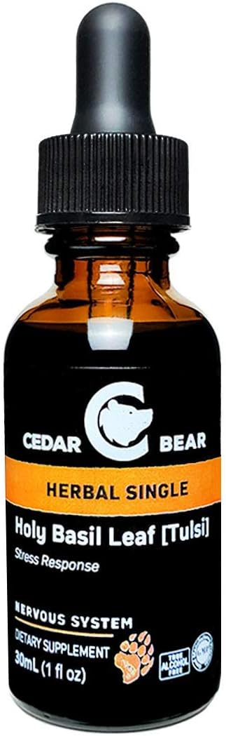 Cedar Bear - Holy Basil Leaf (Tulsi) - Adaptogen Liquid Supplement, 30 ml