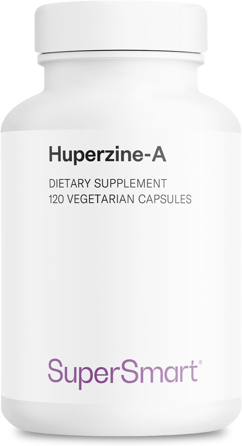 Supersmart - Huperzina-A 100 mcg al día - Suplemento de extracto alcaloide | Sin OGM y Sin Gluten - 120 Cápsulas Vegetales